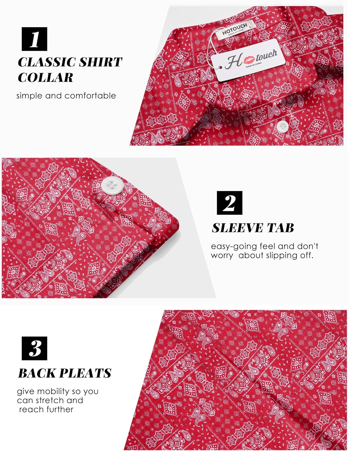 HOTOUCH Button Down Shirt Women Cotton Short Sleeve Blouses V Neck Collared Button Up Summer Beach TopsRed Boho
