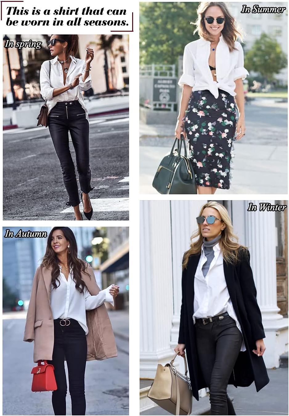 HOTOUCH Women Button Down Shirts with Pockets Long Sleeve Office Blouses Casual Business Tops Slim Fit Chiffon Shirts SXXLB1white
