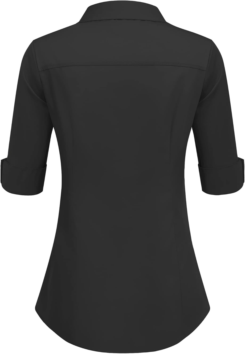 HOTOUCH Womens 34 Sleeve Button Down Shirt Slim Fit Work Blouses Cotton Dress Shirts Office TopsA  Black Slim Fit  a Size Up for Relaxed Fit