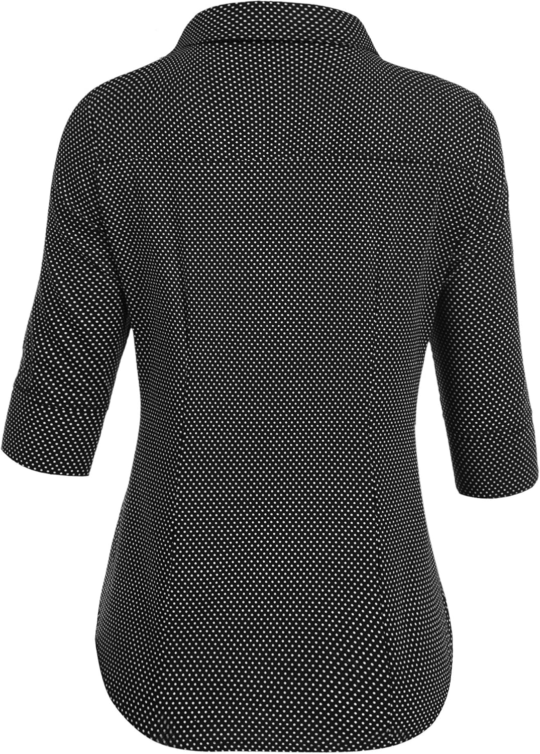 HOTOUCH Womens 34 Sleeve Button Down Shirt Slim Fit Work Blouses Cotton Dress Shirts Office TopsBlack Polka Dots Slim Fit  a Size Up for Relaxed Fit