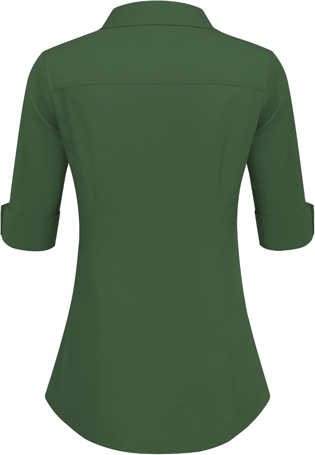 HOTOUCH Womens 34 Sleeve Button Down Shirt Slim Fit Work Blouses Cotton Dress Shirts Office TopsGreen Slim Fit  a Size Up for Relaxed Fit