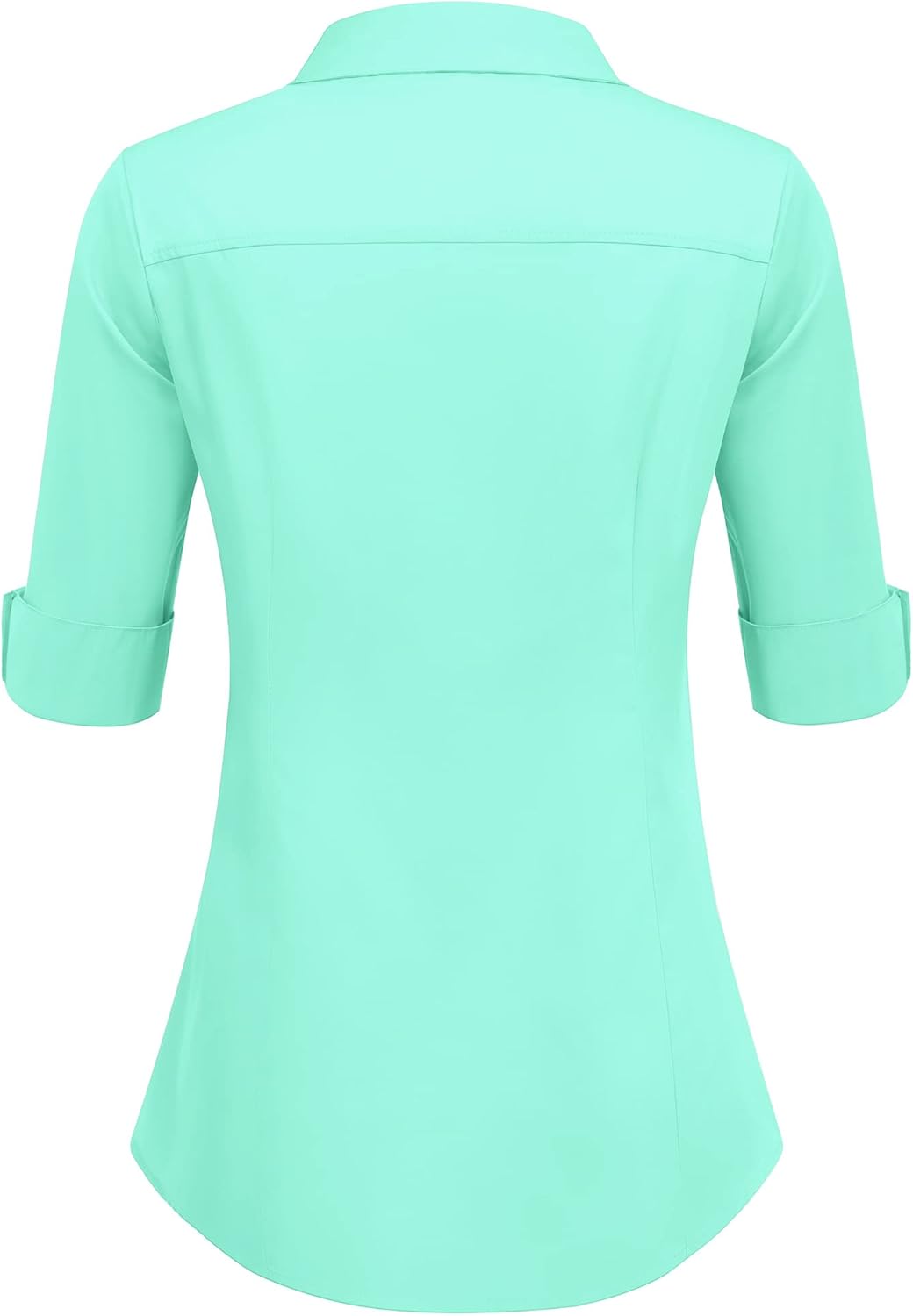 HOTOUCH Womens 34 Sleeve Button Down Shirt Slim Fit Work Blouses Cotton Dress Shirts Office TopsIce Green Slim Fit  a Size Up for Relaxed Fit