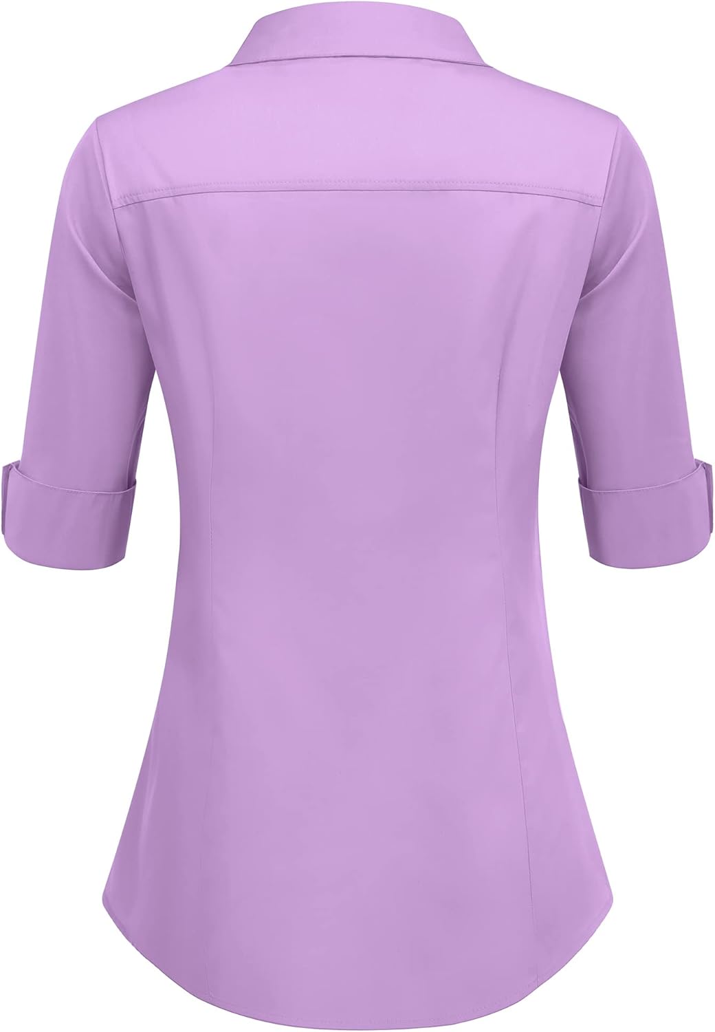 HOTOUCH Womens 34 Sleeve Button Down Shirt Slim Fit Work Blouses Cotton Dress Shirts Office TopsLilac Purple Slim Fit  a Size Up for Relaxed Fit