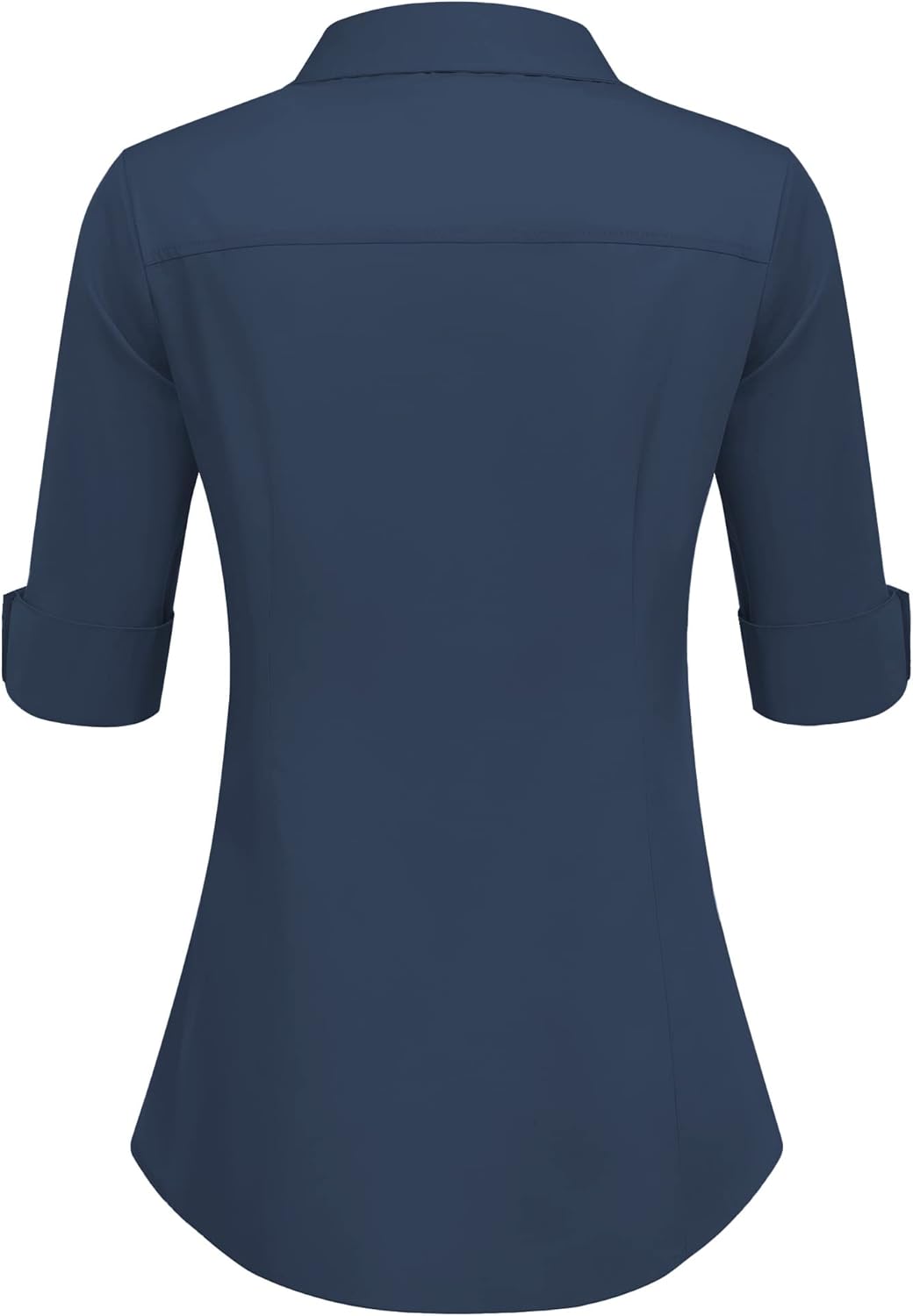 HOTOUCH Womens 34 Sleeve Button Down Shirt Slim Fit Work Blouses Cotton Dress Shirts Office TopsNavy Blue Slim Fit  a Size Up for Relaxed Fit