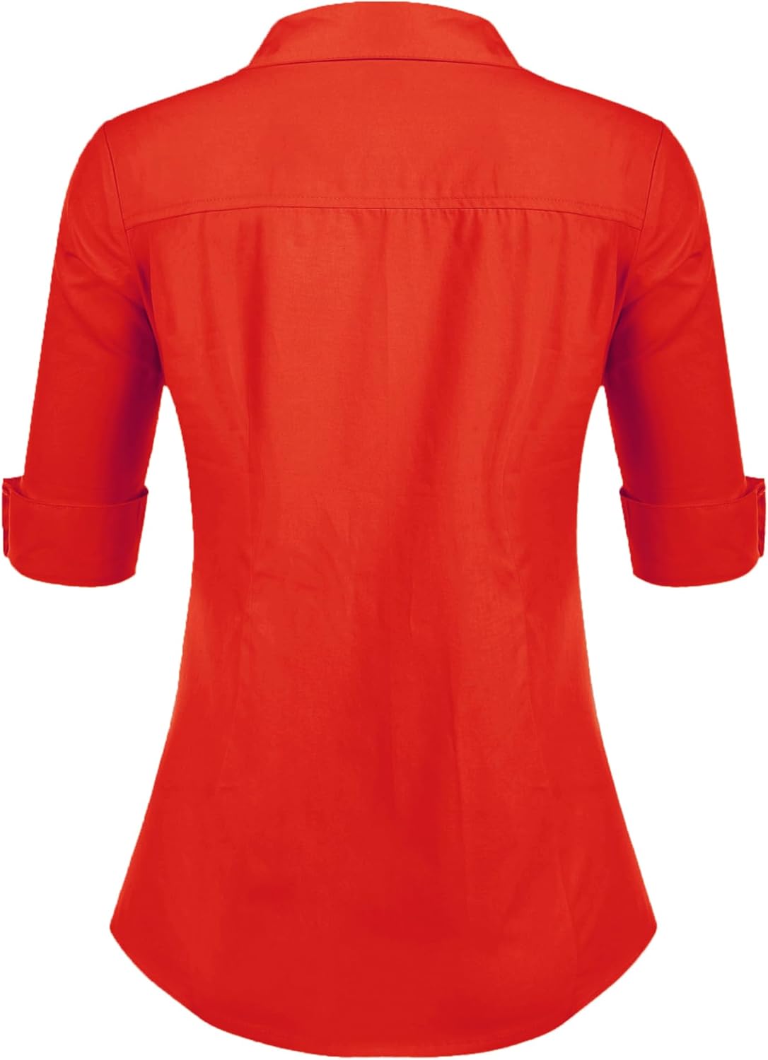 HOTOUCH Womens 34 Sleeve Button Down Shirt Slim Fit Work Blouses Cotton Dress Shirts Office TopsOrange Slim Fit  a Size Up for Relaxed Fit