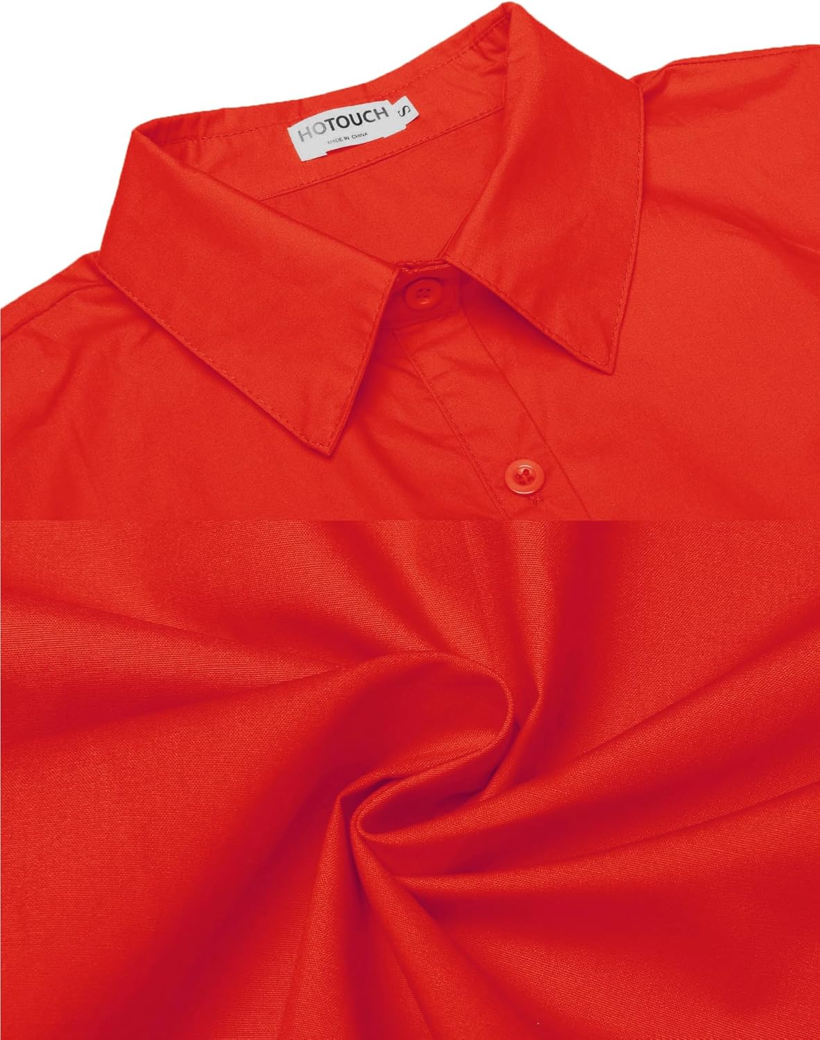 HOTOUCH Womens 34 Sleeve Button Down Shirt Slim Fit Work Blouses Cotton Dress Shirts Office TopsOrange Slim Fit  a Size Up for Relaxed Fit
