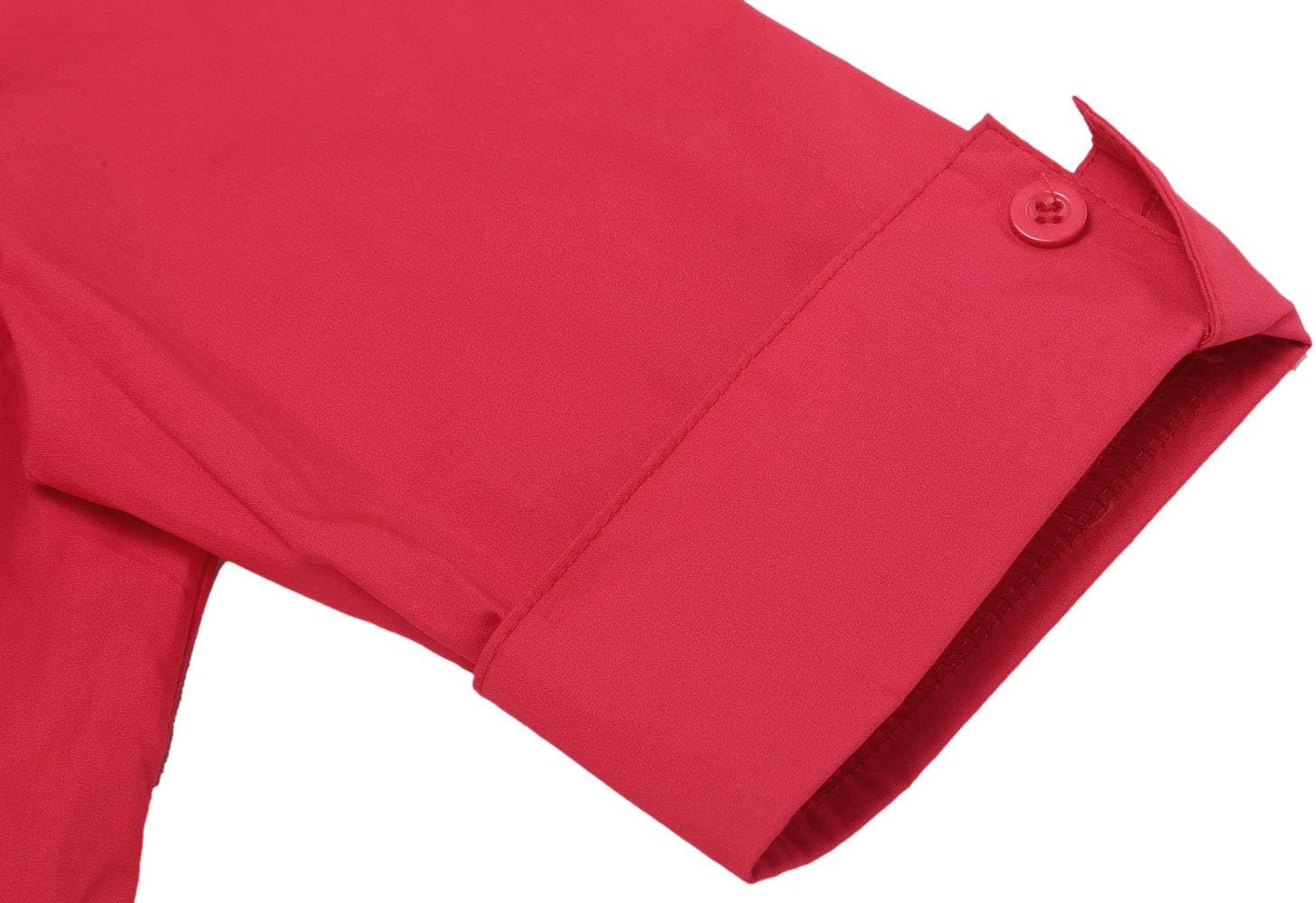 HOTOUCH Womens 34 Sleeve Button Down Shirt Slim Fit Work Blouses Cotton Dress Shirts Office TopsRed Slim Fit  a Size Up for Relaxed Fit