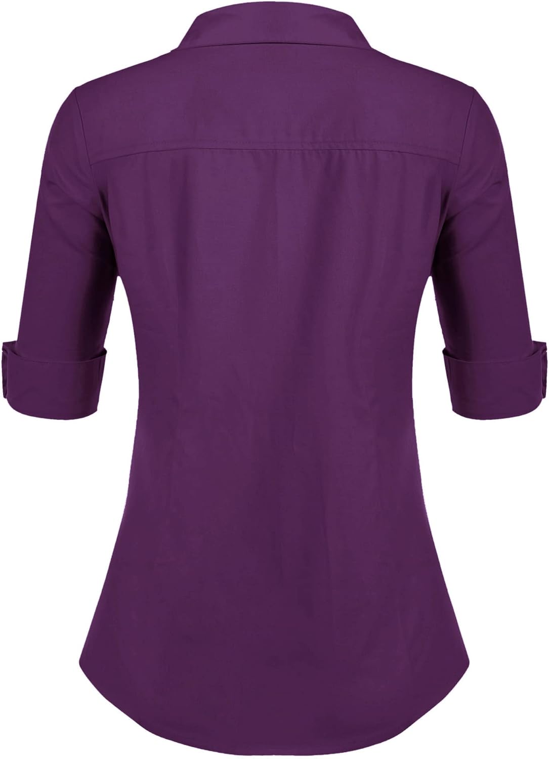 HOTOUCH Womens 34 Sleeve Button Down Shirt Slim Fit Work Blouses Cotton Dress Shirts Office TopsWineberry Slim Fit  a Size Up for Relaxed Fit