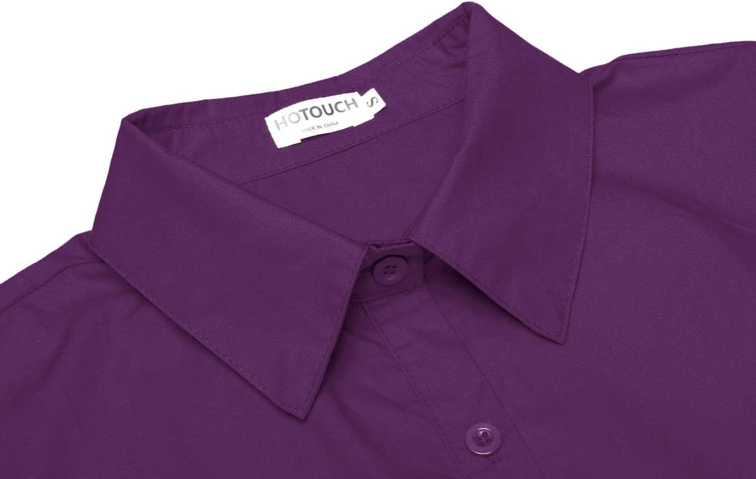 HOTOUCH Womens 34 Sleeve Button Down Shirt Slim Fit Work Blouses Cotton Dress Shirts Office TopsWineberry Slim Fit  a Size Up for Relaxed Fit