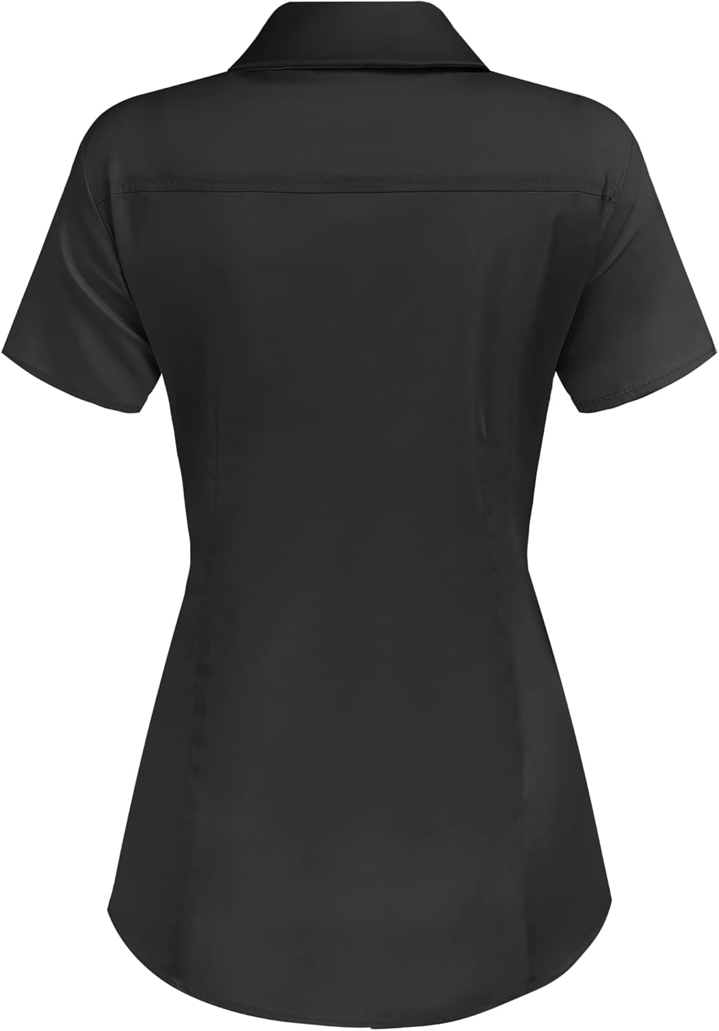 HOTOUCH Womens Basic Button Up Shirt Short Sleeve Stretchy Button Down Collared Shirts Waitress Work ShirtA  Black