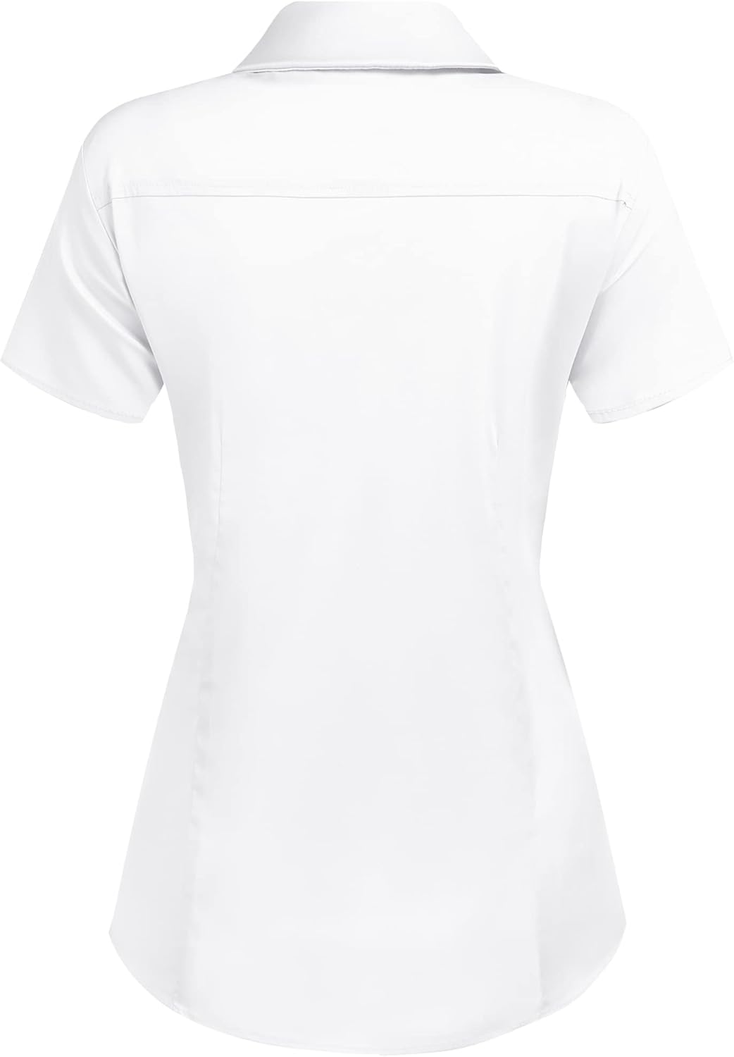 HOTOUCH Womens Basic Button Up Shirt Short Sleeve Stretchy Button Down Collared Shirts Waitress Work ShirtA  White