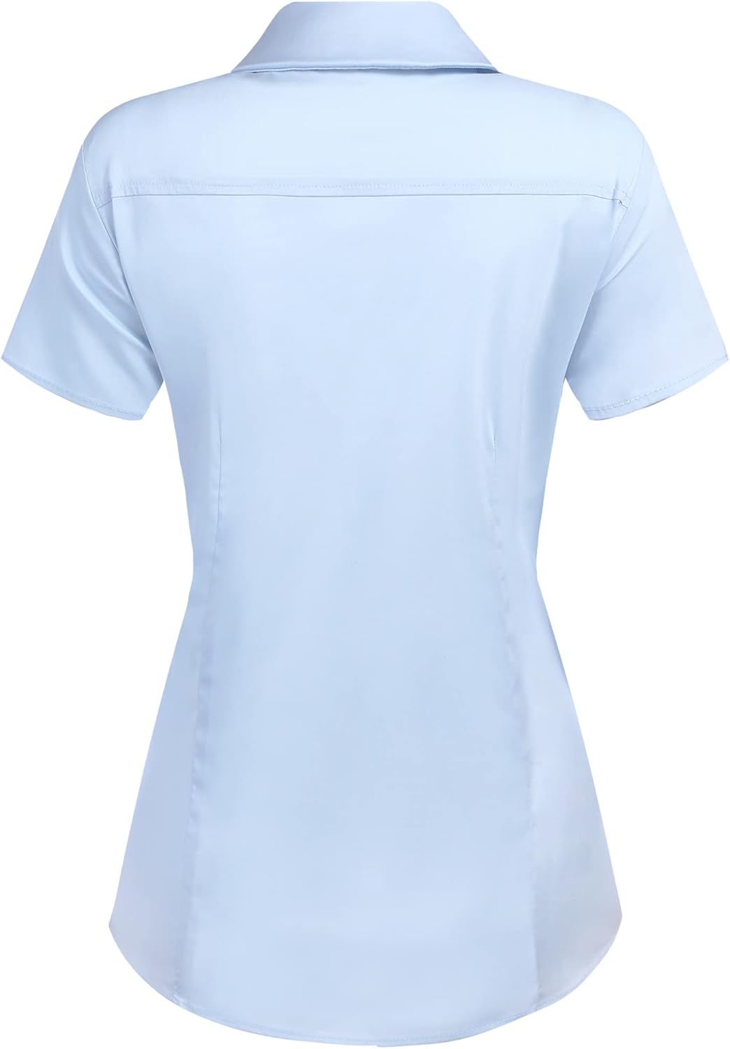HOTOUCH Womens Basic Button Up Shirt Short Sleeve Stretchy Button Down Collared Shirts Waitress Work ShirtClear Blue