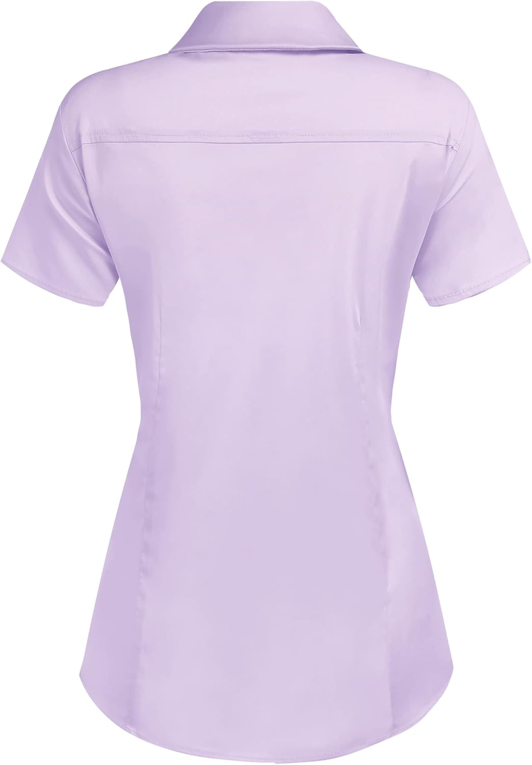 HOTOUCH Womens Basic Button Up Shirt Short Sleeve Stretchy Button Down Collared Shirts Waitress Work ShirtLavender