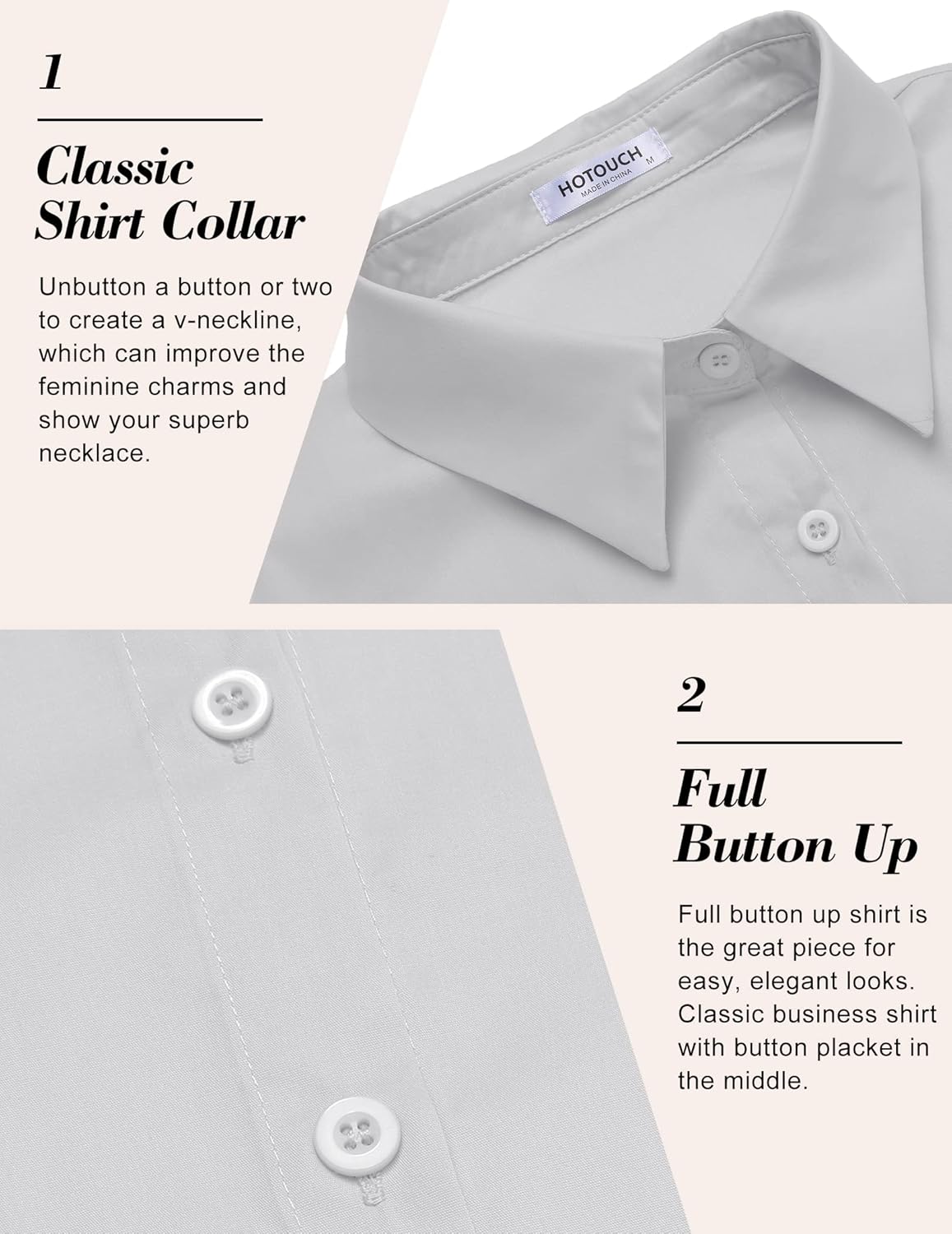 HOTOUCH Womens Basic Button Up Shirt Short Sleeve Stretchy Button Down Collared Shirts Waitress Work ShirtLight Green