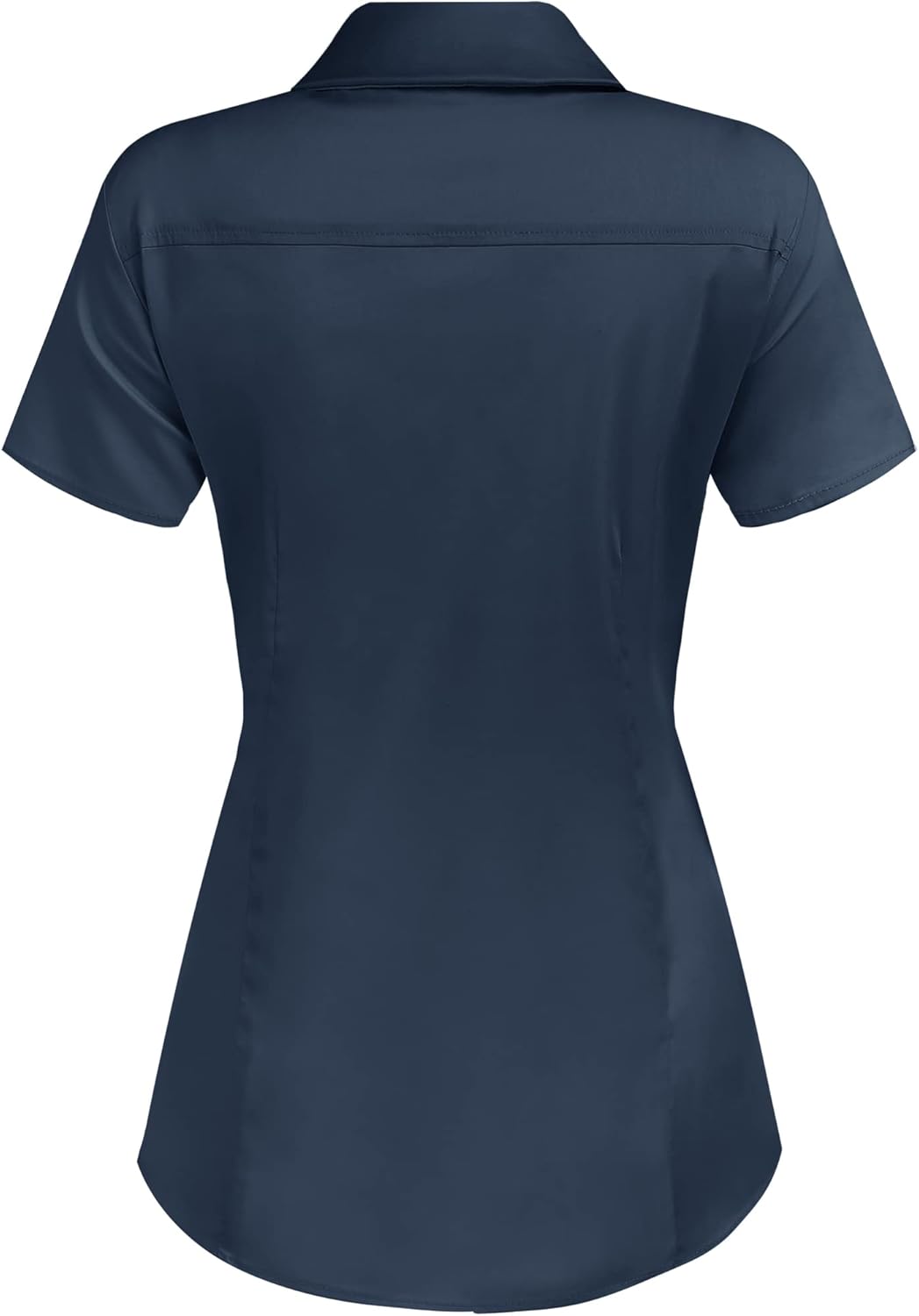 HOTOUCH Womens Basic Button Up Shirt Short Sleeve Stretchy Button Down Collared Shirts Waitress Work ShirtNavy Blue