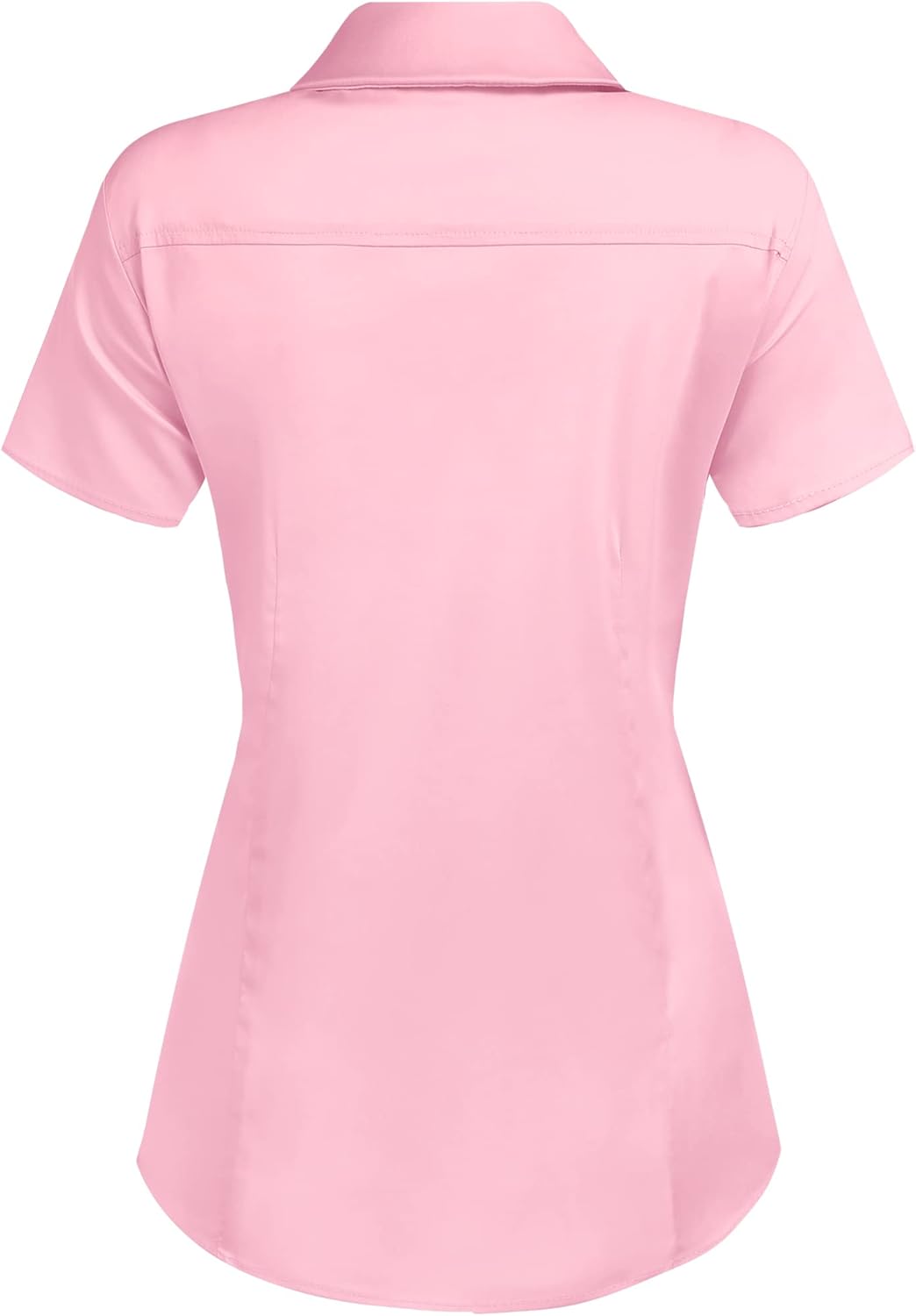 HOTOUCH Womens Basic Button Up Shirt Short Sleeve Stretchy Button Down Collared Shirts Waitress Work ShirtPink