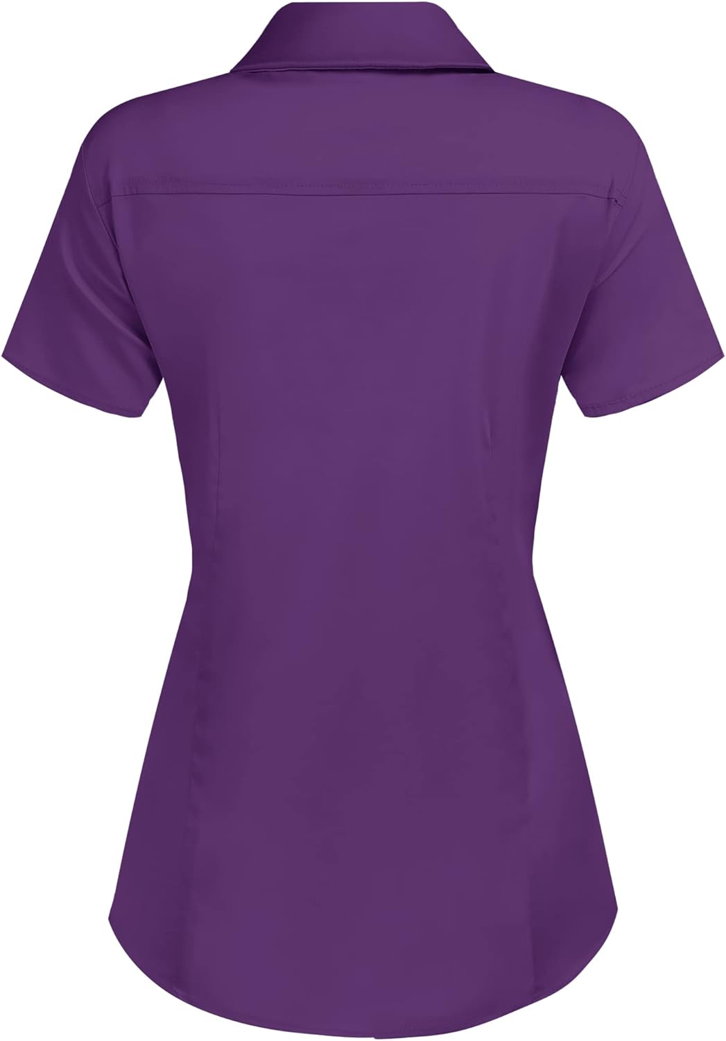 HOTOUCH Womens Basic Button Up Shirt Short Sleeve Stretchy Button Down Collared Shirts Waitress Work ShirtPurple