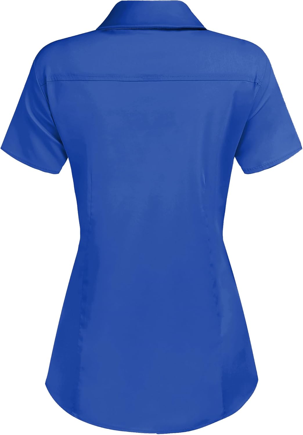 HOTOUCH Womens Basic Button Up Shirt Short Sleeve Stretchy Button Down Collared Shirts Waitress Work ShirtRoyal Blue