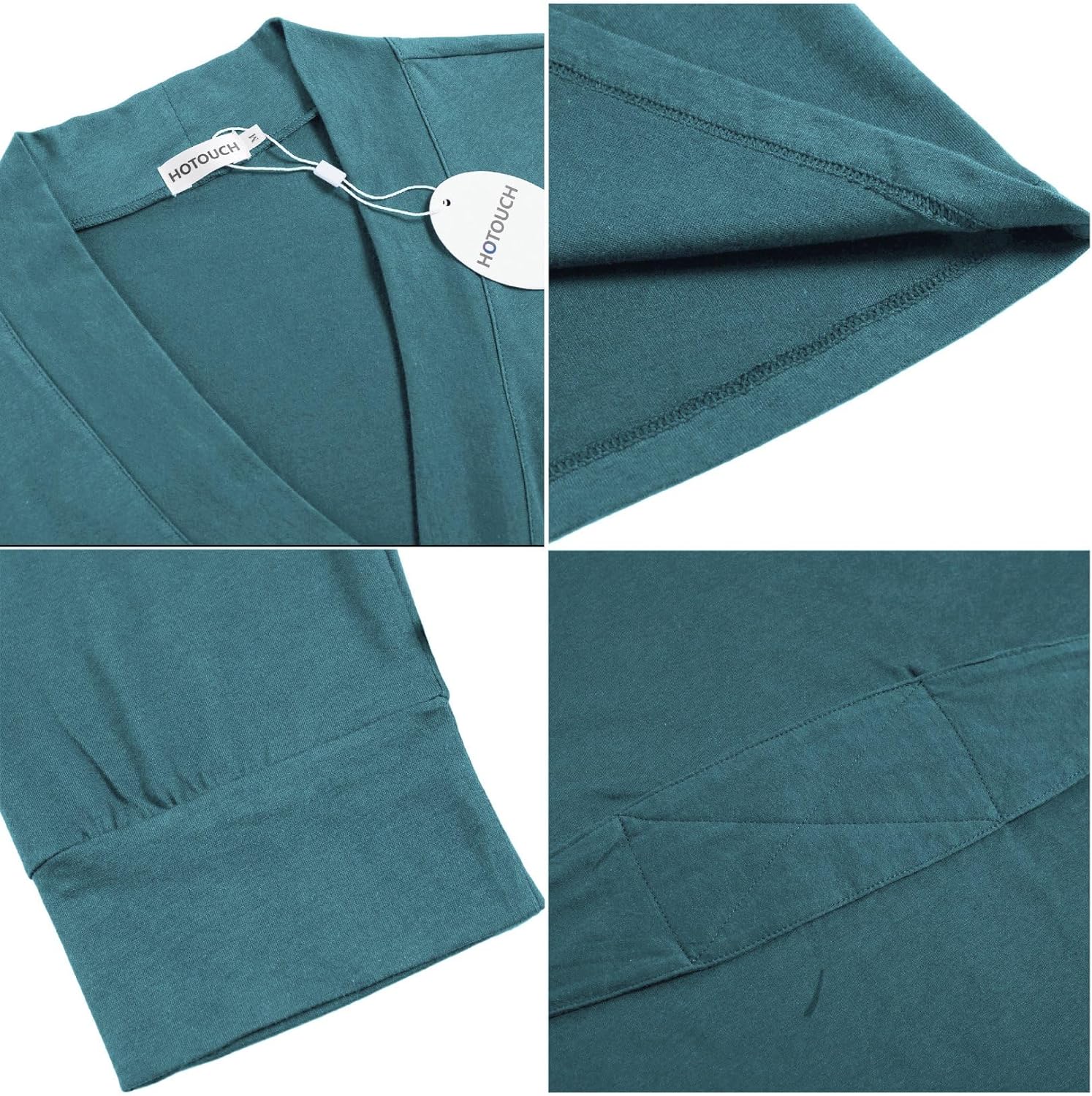 HOTOUCH Womens Robe Lightweight Cotton Robes Short Knit Bathrobe Soft Ladies Sleepwear with Pockets04blue Green