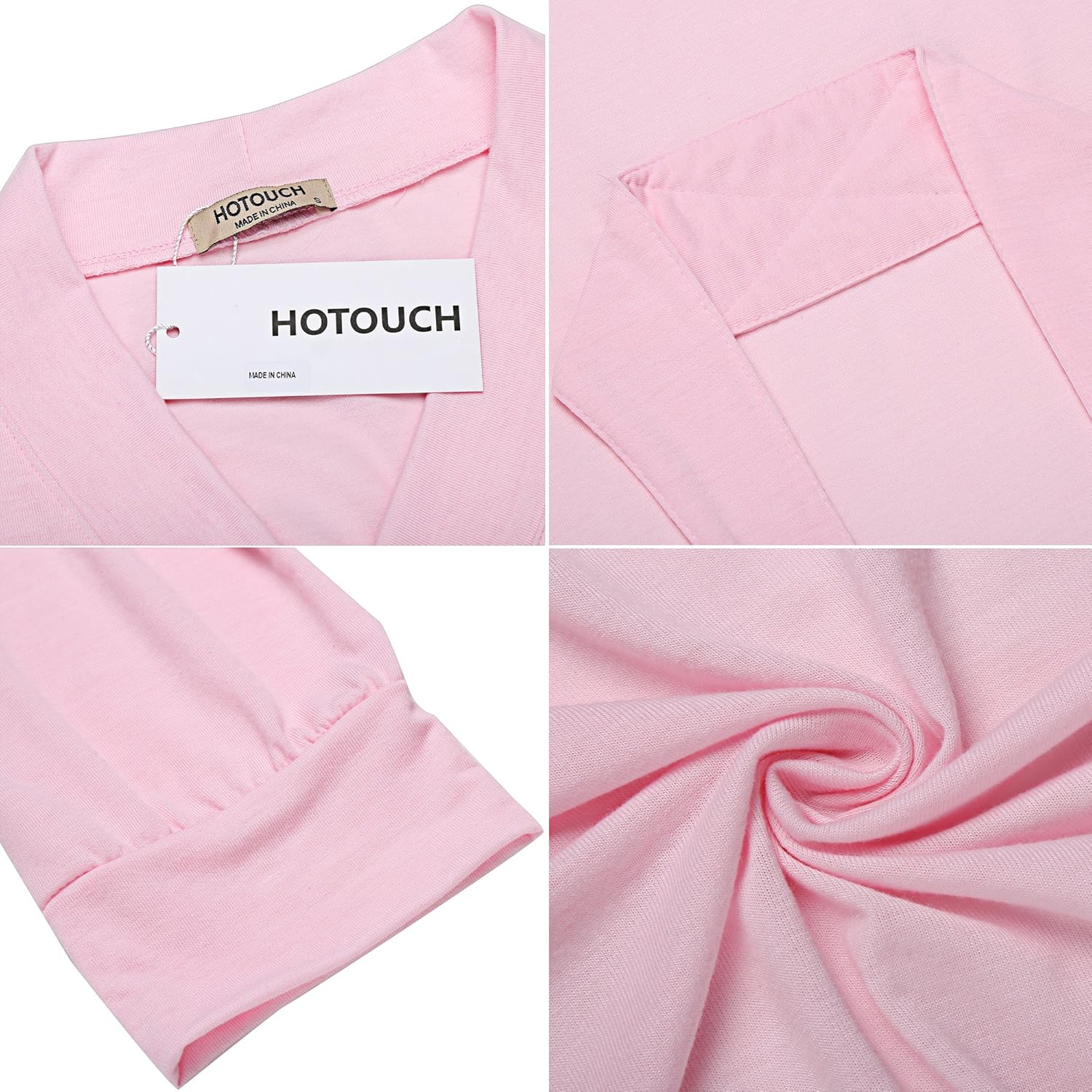 HOTOUCH Womens Robe Lightweight Cotton Robes Short Knit Bathrobe Soft Ladies Sleepwear with PocketsMisty Rose