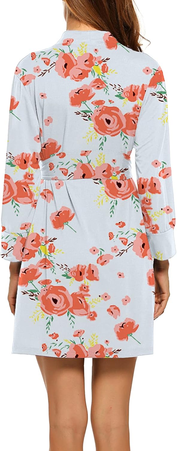 HOTOUCH Womens Robe Lightweight Cotton Robes Short Knit Bathrobe Soft Ladies Sleepwear with PocketsPoppy