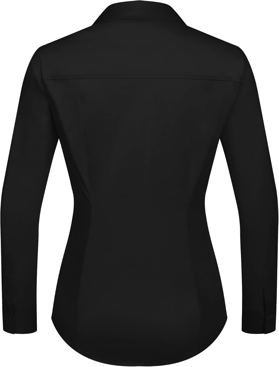 HOTOUCH Womens Stretch Basic Button Down Shirt Long Sleeve Slim Fit Dress Shirts Solid Work Office Blouses TopA  Black Stretch Fabric  a Size Up for Relaxed Fit
