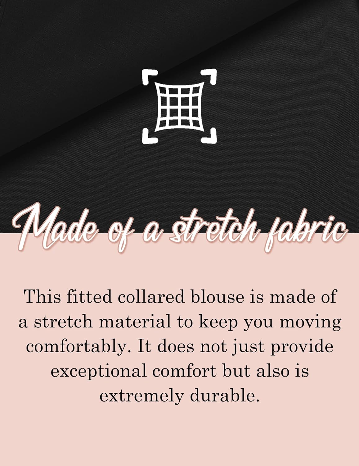 HOTOUCH Womens Stretch Basic Button Down Shirt Long Sleeve Slim Fit Dress Shirts Solid Work Office Blouses TopA  Black Stretch Fabric  a Size Up for Relaxed Fit