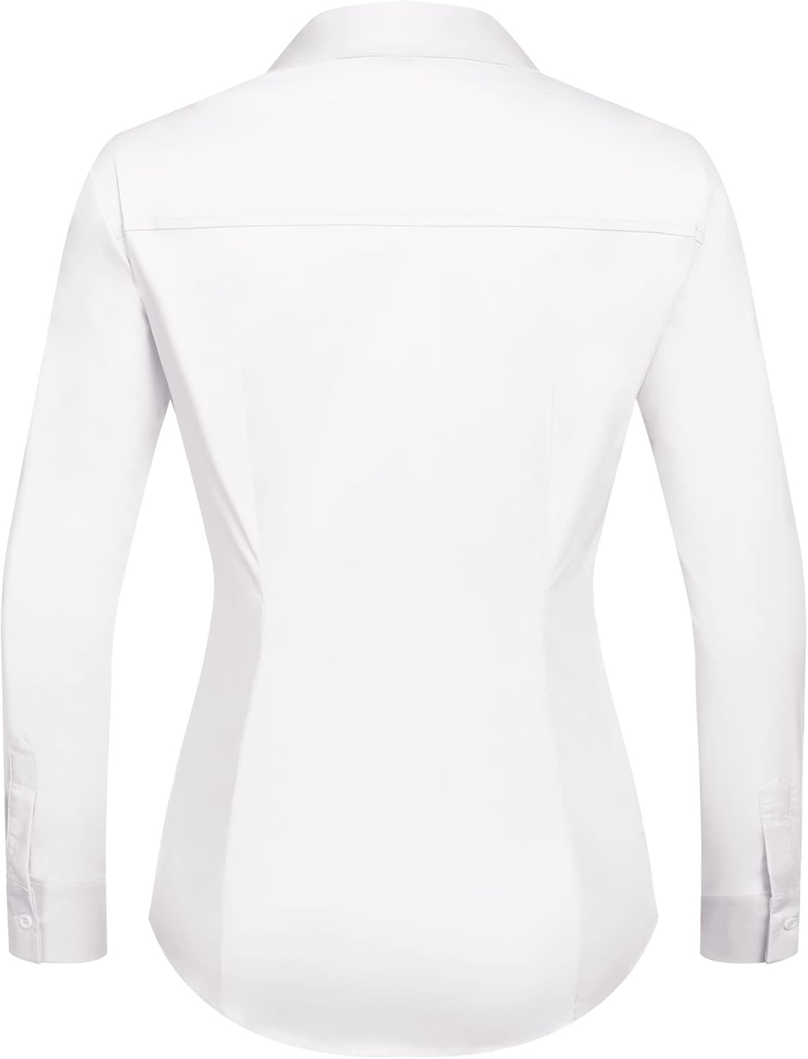HOTOUCH Womens Stretch Basic Button Down Shirt Long Sleeve Slim Fit Dress Shirts Solid Work Office Blouses TopA  White Stretch Fabric  a Size Up for Relaxed Fit
