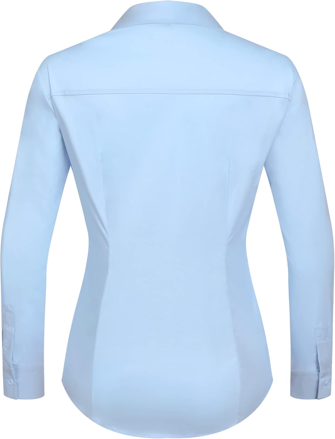 HOTOUCH Womens Stretch Basic Button Down Shirt Long Sleeve Slim Fit Dress Shirts Solid Work Office Blouses TopBlue Stretch Fabric  a Size Up for Relaxed Fit