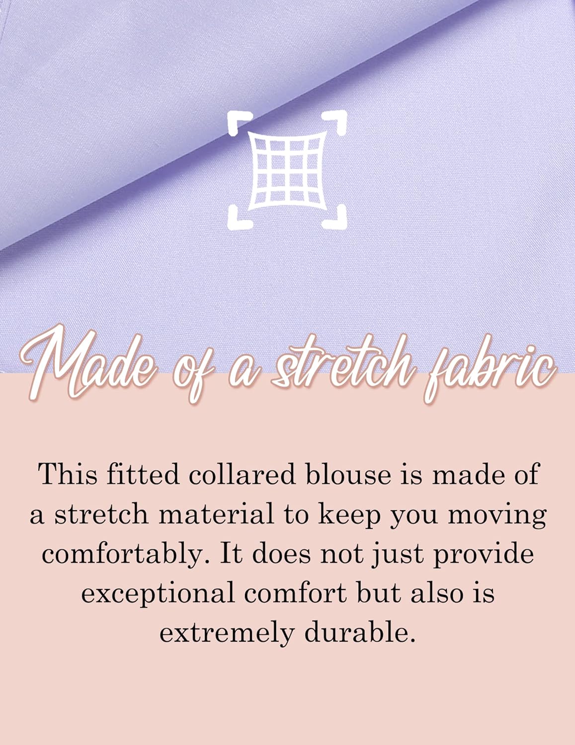 HOTOUCH Womens Stretch Basic Button Down Shirt Long Sleeve Slim Fit Dress Shirts Solid Work Office Blouses TopLavender Stretch Fabric  a Size Up for Relaxed Fit