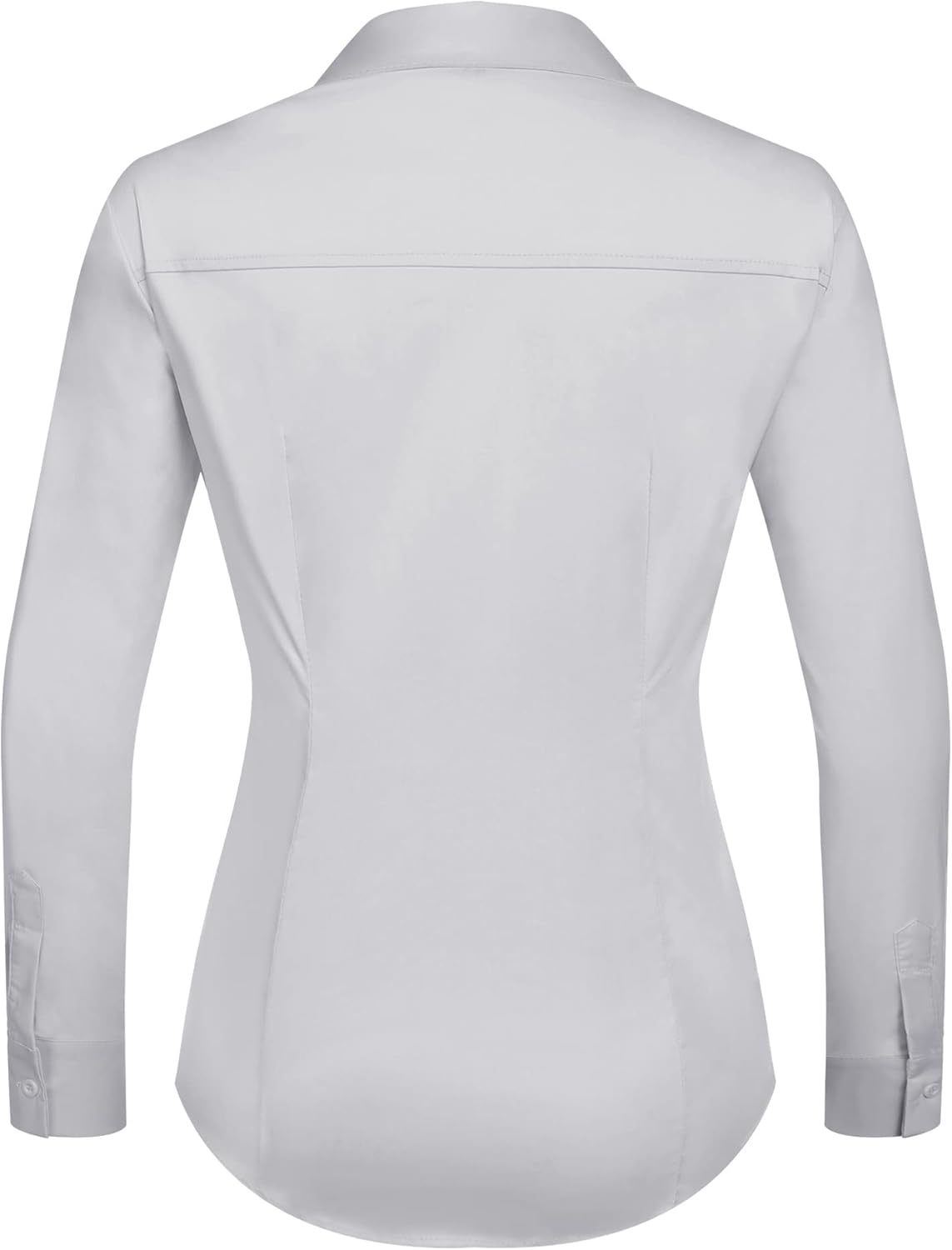 HOTOUCH Womens Stretch Basic Button Down Shirt Long Sleeve Slim Fit Dress Shirts Solid Work Office Blouses TopLight Grey Stretch Fabric  a Size Up for Relaxed Fit