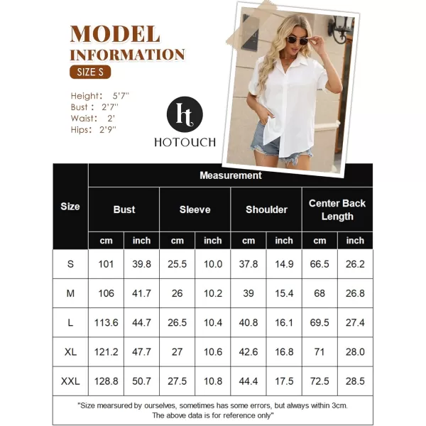 HOTOUCH Button Down Shirt Women Cotton Short Sleeve Blouses V Neck Collared Button Up Summer Beach TopsLight Grey