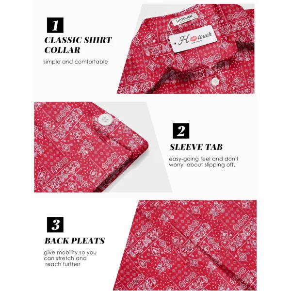 HOTOUCH Button Down Shirt Women Cotton Short Sleeve Blouses V Neck Collared Button Up Summer Beach TopsRed Boho