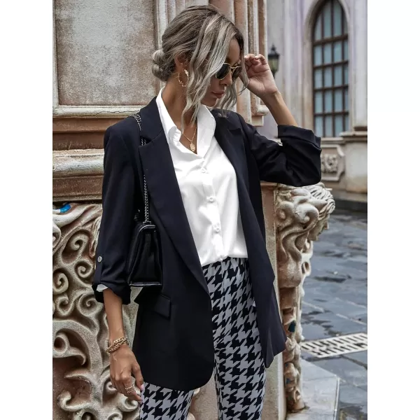 HOTOUCH Women Button Down Shirts Office Drop Shoulder Oversized Blouse Long Sleeve Boyfriend Dress Shirt with PocketsWhite