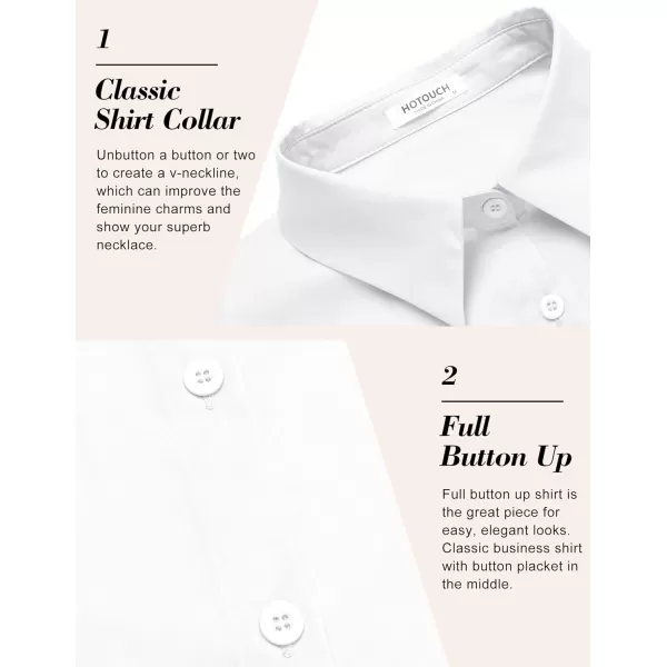 HOTOUCH Womens Basic Button Up Shirt Short Sleeve Stretchy Button Down Collared Shirts Waitress Work ShirtA  White