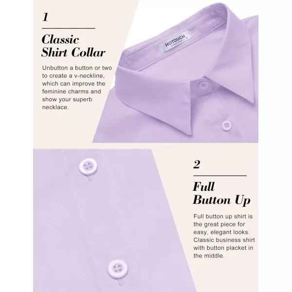 HOTOUCH Womens Basic Button Up Shirt Short Sleeve Stretchy Button Down Collared Shirts Waitress Work ShirtLavender