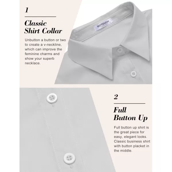 HOTOUCH Womens Basic Button Up Shirt Short Sleeve Stretchy Button Down Collared Shirts Waitress Work ShirtLight Green
