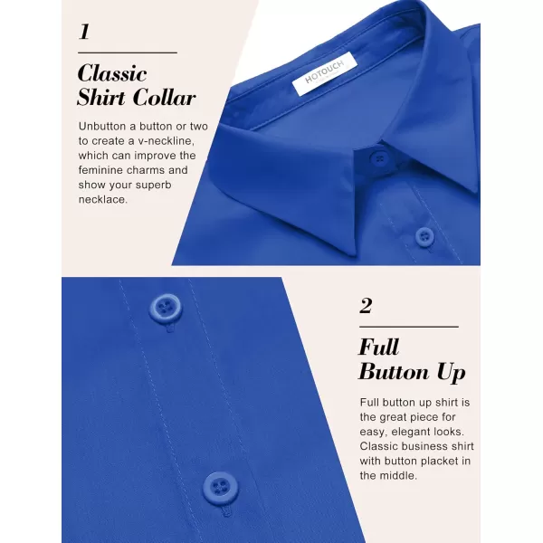HOTOUCH Womens Basic Button Up Shirt Short Sleeve Stretchy Button Down Collared Shirts Waitress Work ShirtRoyal Blue