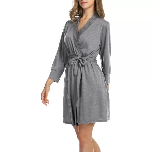 HOTOUCH Womens Robe Lightweight Cotton Robes Short Knit Bathrobe Soft Ladies Sleepwear with Pockets02 Heather Grey