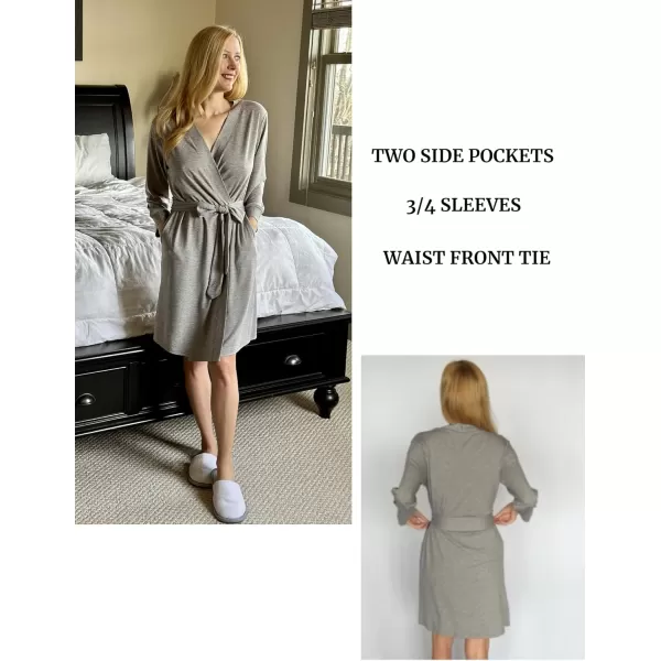 HOTOUCH Womens Robe Lightweight Cotton Robes Short Knit Bathrobe Soft Ladies Sleepwear with Pockets02 Heather Grey