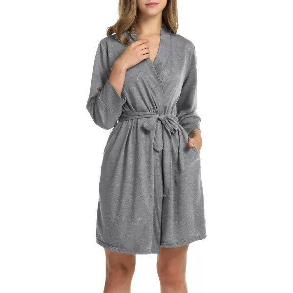 HOTOUCH Womens Robe Lightweight Cotton Robes Short Knit Bathrobe Soft Ladies Sleepwear with Pockets02 Heather Grey