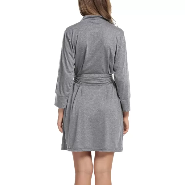 HOTOUCH Womens Robe Lightweight Cotton Robes Short Knit Bathrobe Soft Ladies Sleepwear with Pockets02 Heather Grey