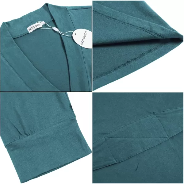 HOTOUCH Womens Robe Lightweight Cotton Robes Short Knit Bathrobe Soft Ladies Sleepwear with Pockets04blue Green