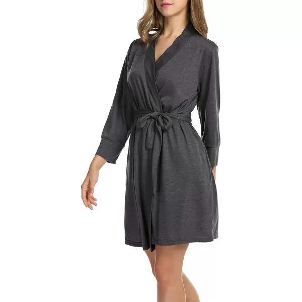 HOTOUCH Womens Robe Lightweight Cotton Robes Short Knit Bathrobe Soft Ladies Sleepwear with Pockets04grey