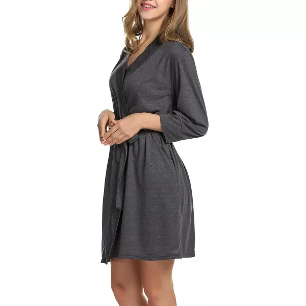 HOTOUCH Womens Robe Lightweight Cotton Robes Short Knit Bathrobe Soft Ladies Sleepwear with Pockets04grey