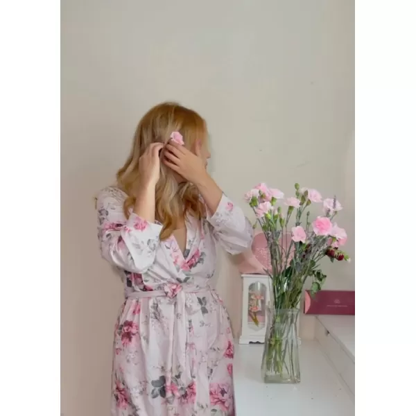 HOTOUCH Womens Robe Lightweight Cotton Robes Short Knit Bathrobe Soft Ladies Sleepwear with PocketsPlight Pink Floral