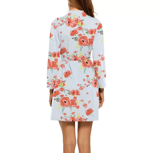 HOTOUCH Womens Robe Lightweight Cotton Robes Short Knit Bathrobe Soft Ladies Sleepwear with PocketsPoppy