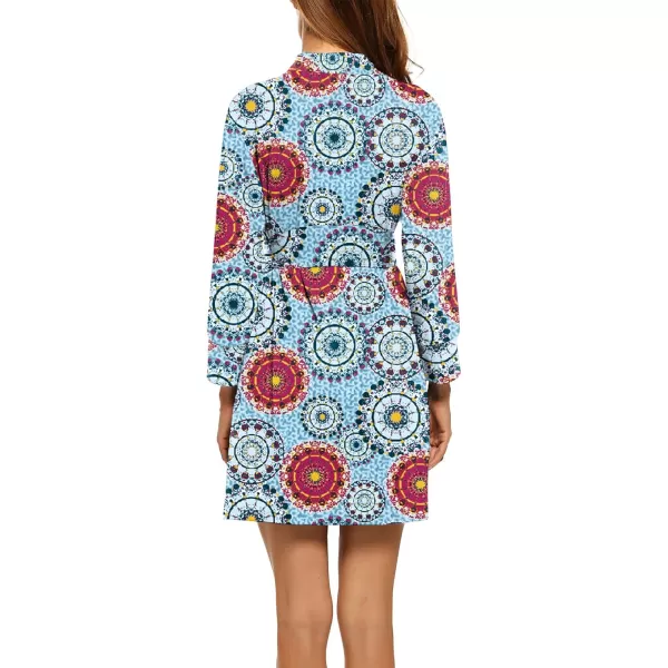 HOTOUCH Womens Robe Lightweight Cotton Robes Short Knit Bathrobe Soft Ladies Sleepwear with PocketsPrint Mandala