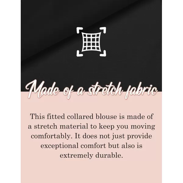 HOTOUCH Womens Stretch Basic Button Down Shirt Long Sleeve Slim Fit Dress Shirts Solid Work Office Blouses TopA  Black Stretch Fabric  a Size Up for Relaxed Fit