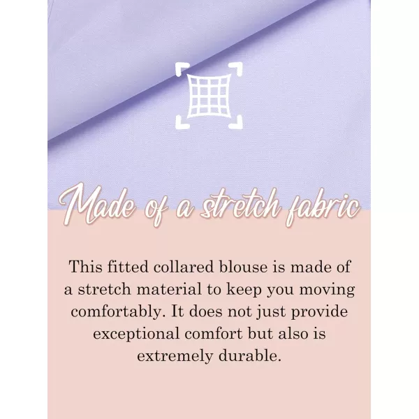 HOTOUCH Womens Stretch Basic Button Down Shirt Long Sleeve Slim Fit Dress Shirts Solid Work Office Blouses TopLavender Stretch Fabric  a Size Up for Relaxed Fit